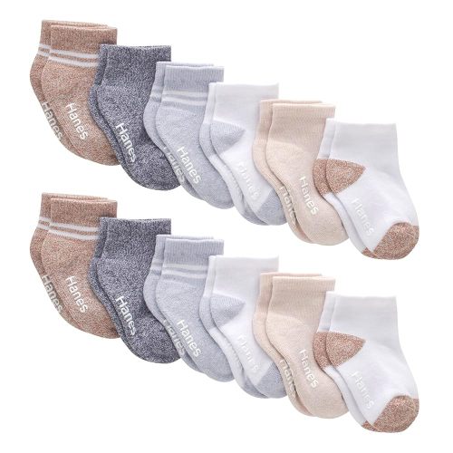 Hanes Baby and Toddler, Non-Slip Grip Ankle Socks, Boys' and Girls', Multipacks