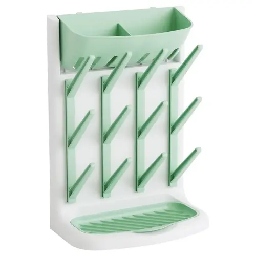 Yieach Vertical Baby Bottle Drying Rack,Space Saving Bottle Rack Dryer for Kitchen Countertop,Stand Large Baby Bottle Rack,Bottle Rack Holder for Baby Accessories,Breast Pump,Pacifiers Organizer,Green
