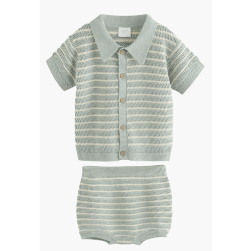 Stripe Knit Cardigan & Bloomers Set, 6-9M
