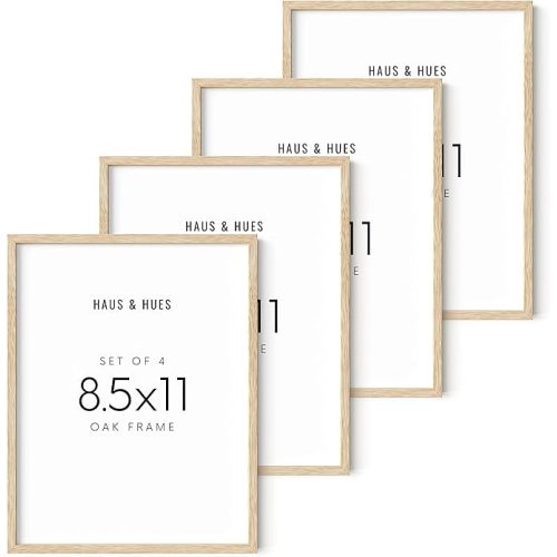 Haus and Hues Set of 4 Certificate Frames (8.5 x 11) - Beige Oak Wooden Multi Pack Document Frames