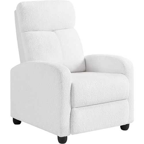 Yaheetech Boucle Recliner Chair Single Sofa Home Theater Seating Adjustable Modern Single Reclining Chair for Living Room Bedroom Home Theater Cream
