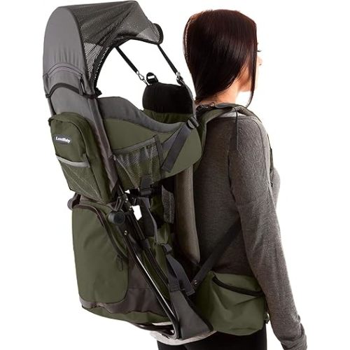 Hiking Baby Carrier Backpack - Comfortable Baby Backpack Carrier - Toddler Hiking Backpack Carrier - Child Carrier Backpack System with Diaper Change Pad, Insulated Pocket + Rain and Sun Hood