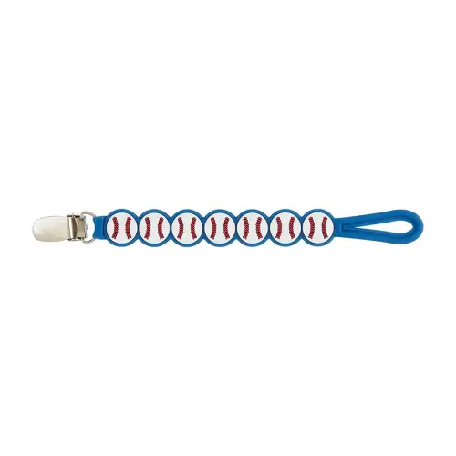 Mud Pie Kids Baseball Silicone Pacy Strap; 7"
