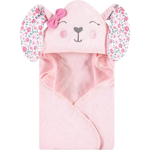 Hudson Baby Unisex Baby Cotton Animal Face Hooded Towel, Floral Bunny, One Size