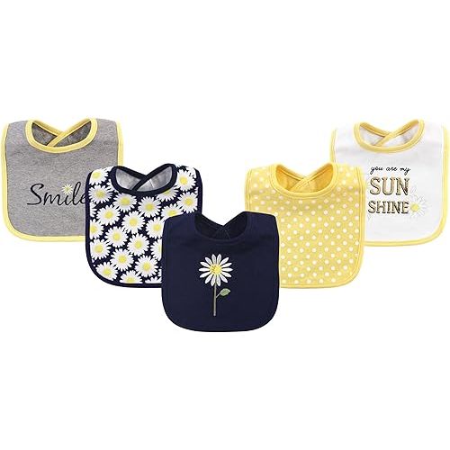 Hudson Baby Unisex Baby Cotton Bibs, Daisy, One Size