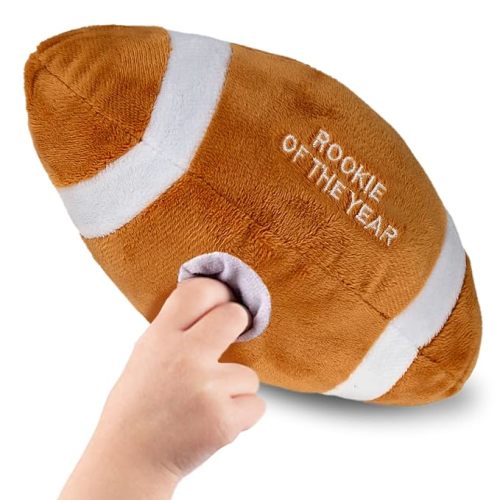 Amazon.com: Playbees My First Football Plush Rattle Toy - 7 x 4 Inch - Soft Stuffed Sports Ball with Easy Grip Holes for Toddler Learning, Funny Baby Room Decor, Preschool Gift 3 Months+ | Brown : Toys & Games