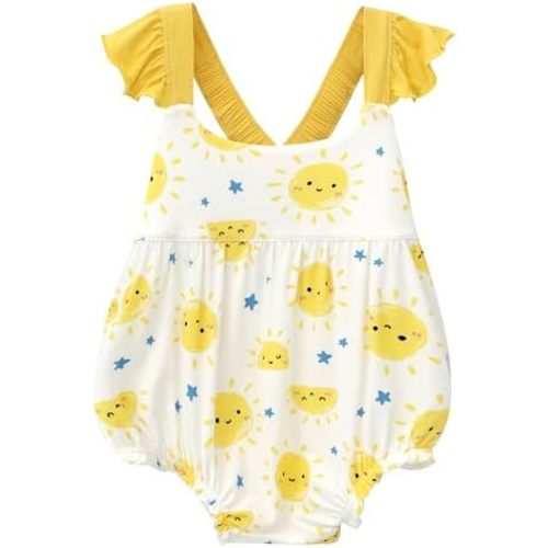 Baby Girl Camisole Bodysuits Ruffle Sleeveless Jumpsuit One Piece Summer Outfit Clothes, Viscose Made from Bamboo