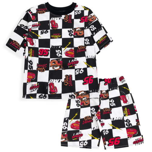 Disney Cars Lightning McQueen Tow Mater French Terry Drop Shoulder T-Shirt and Shorts Outfit Set Toddler to Little Kid