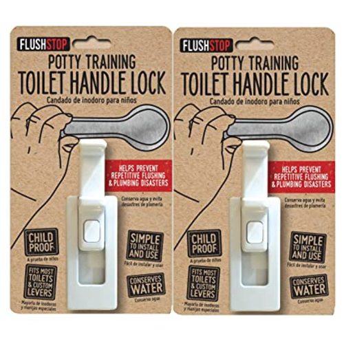 Childproof Toilet Handle Lock (2-Pack, White Button)