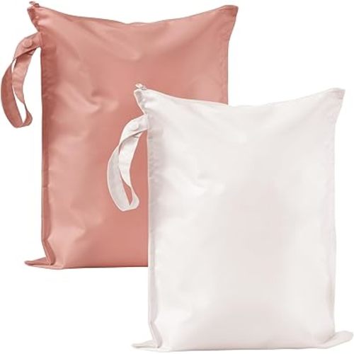 RelaxScene Wet Dry Bags Water Resistant - 2 Pack Reusable Waterproof Wet Dry Bag for Swimsuits & Baby Clothes - Leakproof Storage Pouch Bag for Travel & Baby Diaper - Travel Laundry Daycare Bags