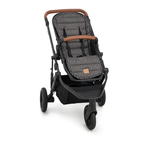 Noir Stripe Universal Linen Pram Liner