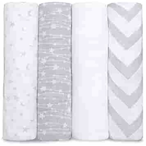 Muslin Swaddle Blankets Neutral Receiving Blanket Swaddling, Wrap for Boys and Girls, Baby Essentials, Registry & Gift by Comfy Cubs (Grey)