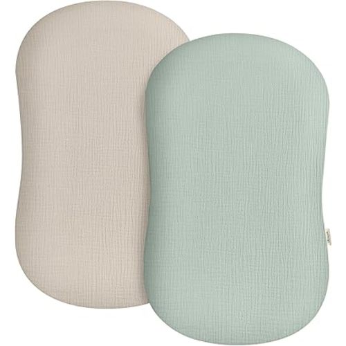 Muslin Baby Lounger Cover 2 Pack, Soft Breathable Newborn Lounger Pillow Cover for Boys Girls Infant (Beige & Sage)