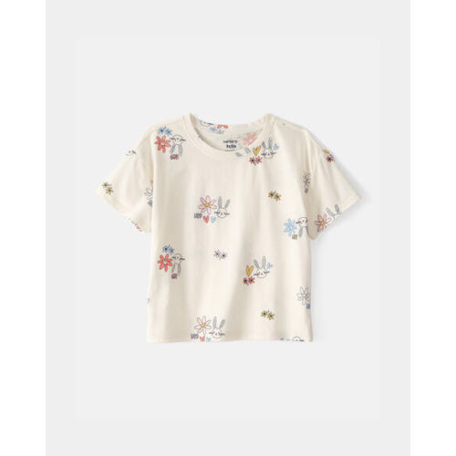 Toddler Girl Easter Bunny Floral Top - Cream | Carter's