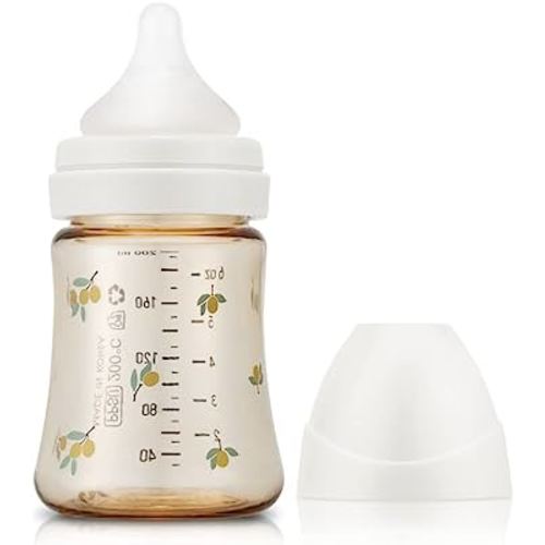 Grosmimi PPSU Baby Bottle, BPA Free (6oz Olive_White)