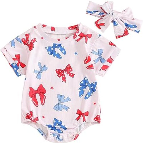 FYBITBO Newborn Infant Baby Girls Clothes Summer Short Sleeve Rompers Bubble Bodysuit Cute Outfit One Piece Clothing