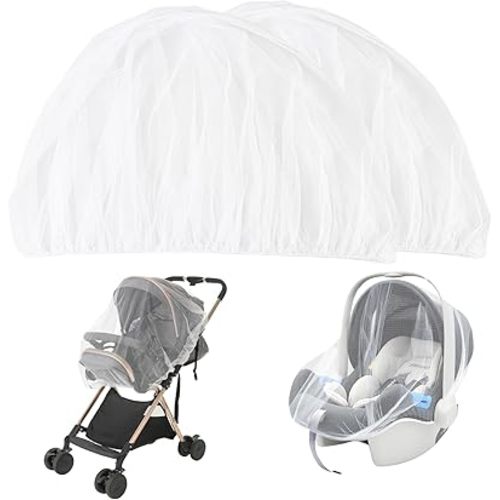 Baby Mosquito Net for Stroller 2 Pack, Perfect Bug Net for Strollers, Bassinets, Cradles, Playards, Pack N Plays and Portable Mini Crib, Baby Insect Netting Cover, White