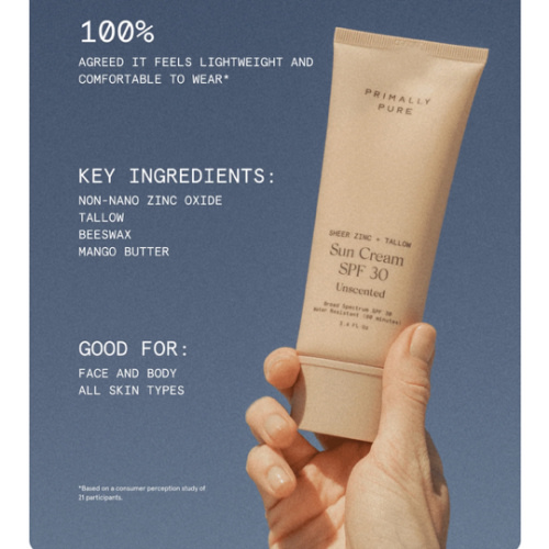 Sun Cream SPF 30 | Organic, Tallow-Based | Primally Pure Skincare