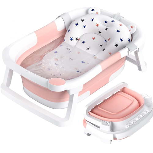 Morfone Baby Bathtub,Collapsible Bathtub for Newborn to Toddler,Durable Essential Infant Bath Tub, Pink
