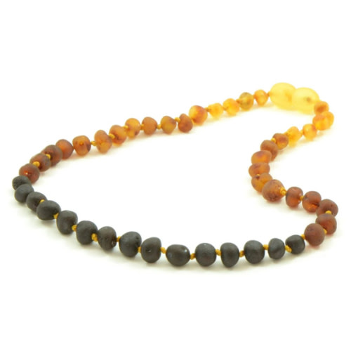 (12.5in) The Art of Cure Baltic Amber Teething Necklace for Baby - Raw Rainbow