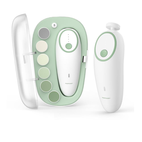 Momcozy Baby Nail File Electric, Gentle Baby Nail Trimmer Electric Rechargeable, Baby Nail Clipper Electric, 7 Grinding Head Replacement Pads