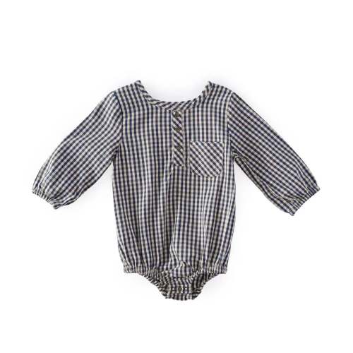 Gingham Long Sleeve One-Piece - Color Thistle