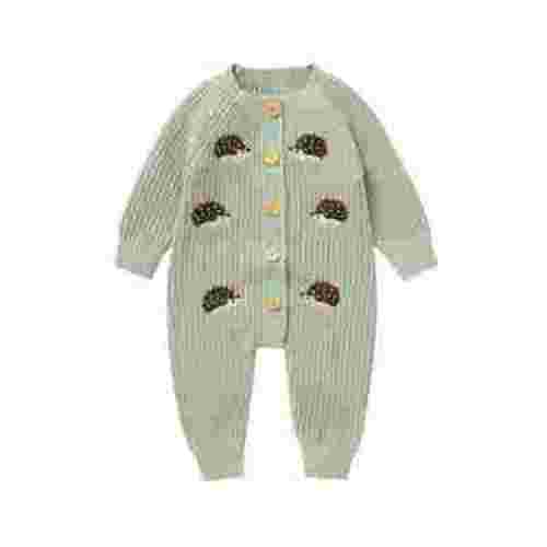 Newborn Onesies Boy Newborn Animals Knit Romper Sweater Long Sleeve Button Down Jumpsuit Baby Onsies Green 3 Months-6 Months