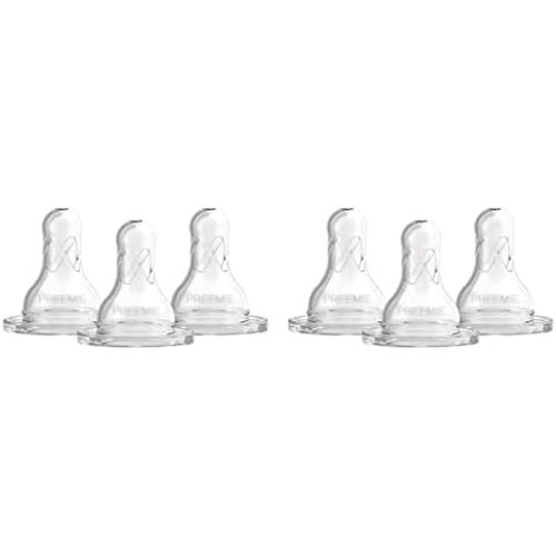 Dr. Brown’s Natural Flow® Preemie Flow™ Narrow Baby Bottle Silicone Nipple, Slowest Flow, 0m+, 100% Silicone Bottle Nipple, 6 Pack
