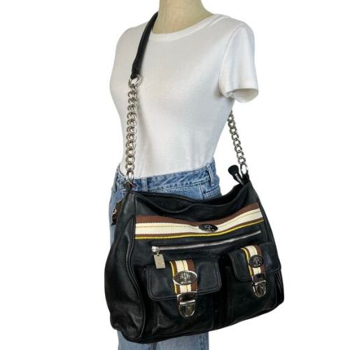 Vintage Christine Price Genuine Leather Silver Chain Large Tote Bag Purse