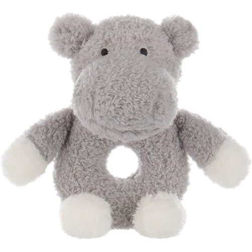 Apricot Lamb Baby Hippo Soft Rattle Toy, Plush Stuffed Animal for Newborn Soft Over 0 Months (Hippo, 6 Inches)