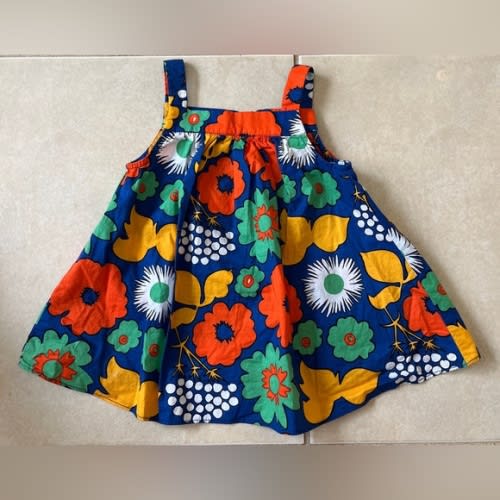 Baby Girls 9Months Floral Multicolor Retro Sundress Marimekko Sleeveless Spring