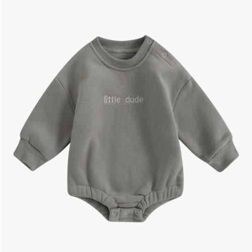 VISGOGO Newborn Infant Baby Boy Girls Oversized Romper Little Dude Sweater Onesie Coming Home Outfit Neutral Clothes