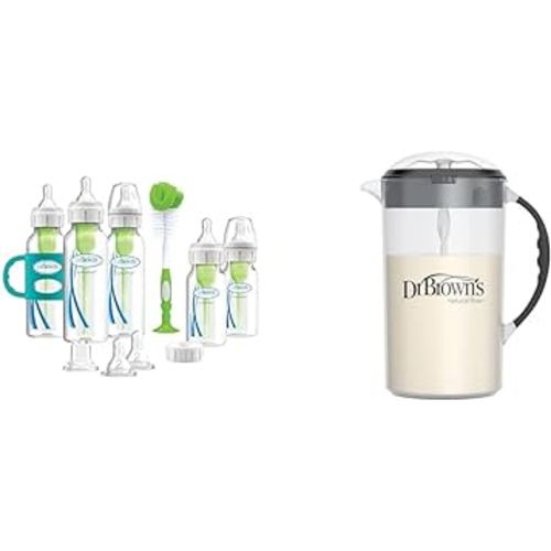 Dr. Brown's Anti-Colic Options+ Bottle to Sippy Gift Set with Formula Mixing Pitcher, Silicone Handles, Travel Cap and Bottle Brush