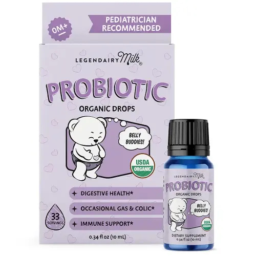 Legendairy Milk Baby Probiotic Drops Organic - Colic and Gas Drops for Newborns & Toddlers - Digestive Support, Constipation Relief - Toddler Probiotic Supports Occasional Diarrhea & Gas, 33 Servings