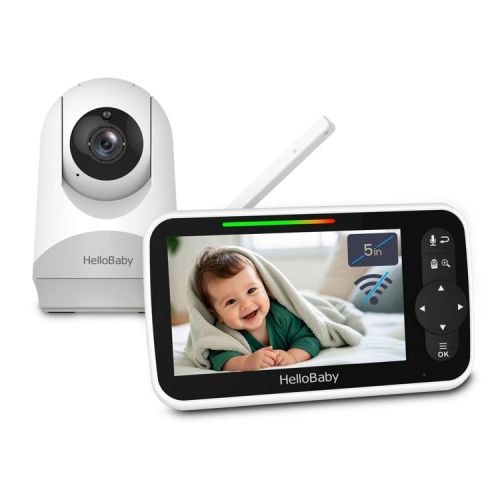 HelloBaby 5" Video Baby Monitor with Remote Pan-Tilt-Zoon (HB6251) - White