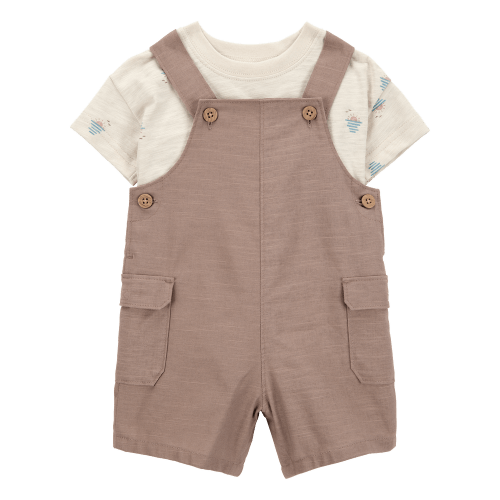 Brown Baby Boy 2-Piece Sunset Tee & Shortall Set - Brown