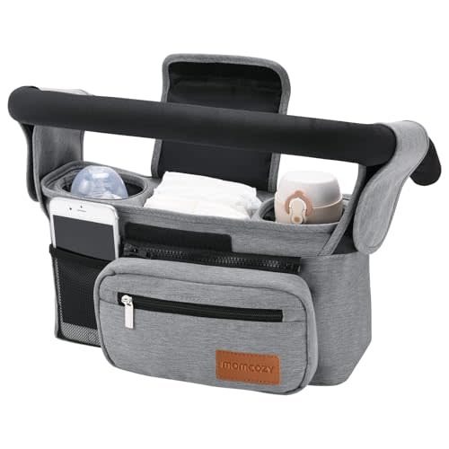 Momcozy Universal Stroller Organizer with Insulated Cup Holder Detachable Phone Bag & Shoulder Strap, Fits for Stroller Like Uppababy, Baby Jogger, Britax, BOB, Umbrella and Pet Stroller