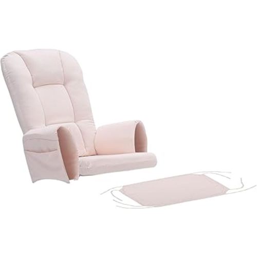 ROBBIN 5Pcs Glider Rocker Cushions Set - Velvet Glider Rocker Replacement Cushions with Side Storage Pockets, Washable & Non Slip,Pink