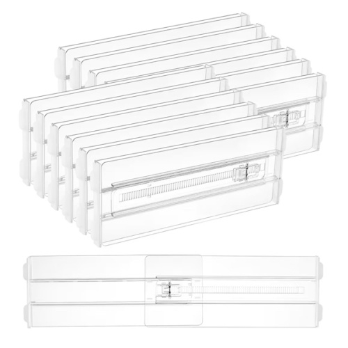 Vtopmart 12 Pack Drawer Dividers for Clothes, 4" High 10.2"-16.5" Adjustable Expandable Dresser Drawer Organizer, Clear Plastic Separators for Dresser, Baby Clothing, Underwear, Cosmetic, Toiletries