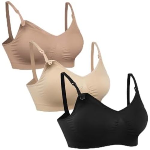 HOFISH 3PACK Full Bust Seamless Nursing Maternity Bras Bralette S-XXL with Extra Bra Extenders & Clips