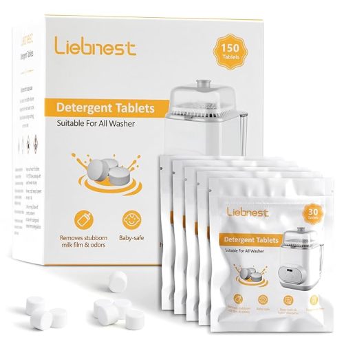150Pcs Detergent Tablets for Baby Bottle Washer, Bottle Washer Tablets Compatible with Momcozy, Baby Brezza, Grownsy Bottle Washers, Safe & Residue Milk Free