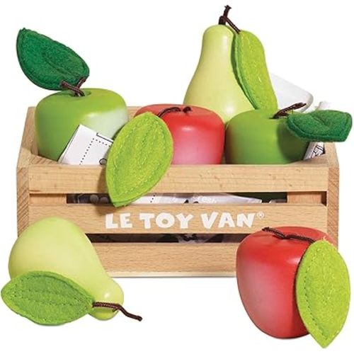 Le Toy Van - Wooden Honeybee Market Apples & Pears Crate | Perfect for Supermarket, Food Shop or Cafe Pretend Play | Great As A Gift (TV191)
