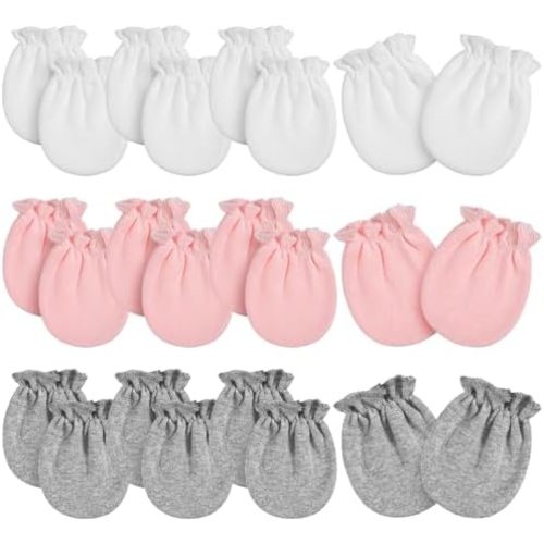Vabean 12 Pairs Preemie Baby Mittens No Scratch Cotton Premature Baby Gloves for Nicu Preemie Girls Boys Gifts