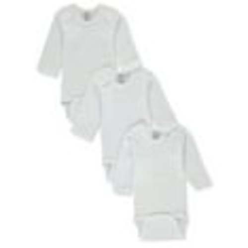 Bambini 009 NB Rib Knit White Long Sleeve Onezie, New Born - Pack of 3