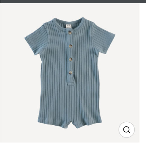short sleeve union shortie | bird blue | organic cotton wide rib