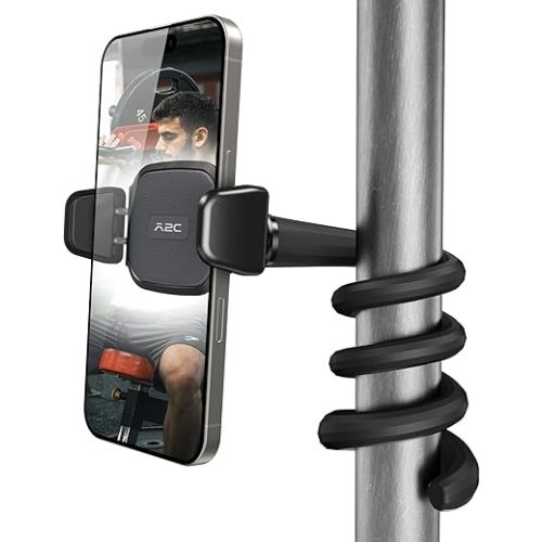 A2C Flexible Phone Holder for Treadmill, Spin Bike, Stroller, Shopping Cart, Desk, Portable Gooseneck 16.5” Long Arm Phone Mount for 4.7”-6.9" Smartphones