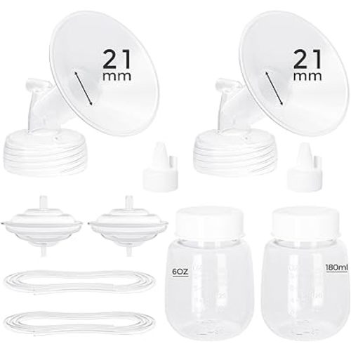 Paruu Pump Parts Compatible with Spectra S1/S2/9 Plus, Not Original Accessories, Full Set Replacements Include 21mm Flanges, Valves, Backflow Protectors (Duckbills Included), Tubings and Bottles