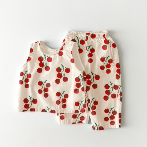 Baby 2-Piece Apricot Tomato Sleeveless Set