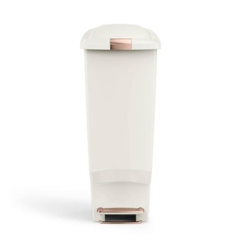 simplehuman 40L Slim Plastic Step Trash Can Cream