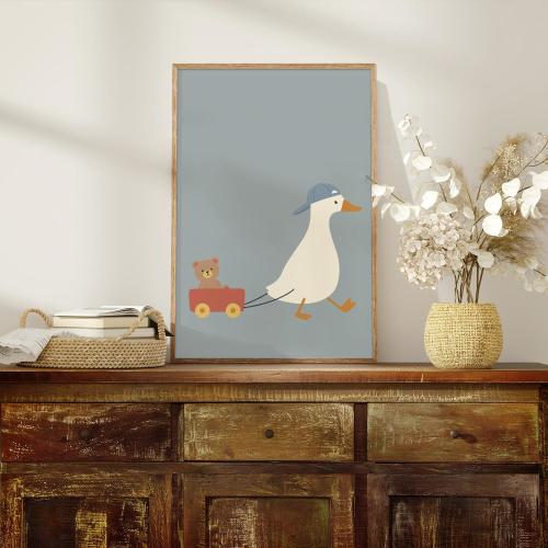 Silly Goose Print, Silly Goose Wall Art Print, Boy Nursery Decor, Toddler Boy Art, Farm Animal, Playroom for Kids, Cottage Core Decor